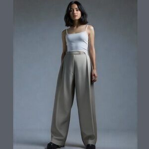 Charter Club Vintage Women's Pants Size 12 Wide Leg Black Tan Check Pattern Work